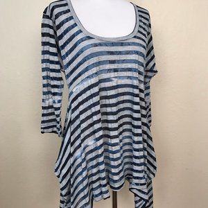 Sundance, Sheer Striped Tunic Top, Size Medium